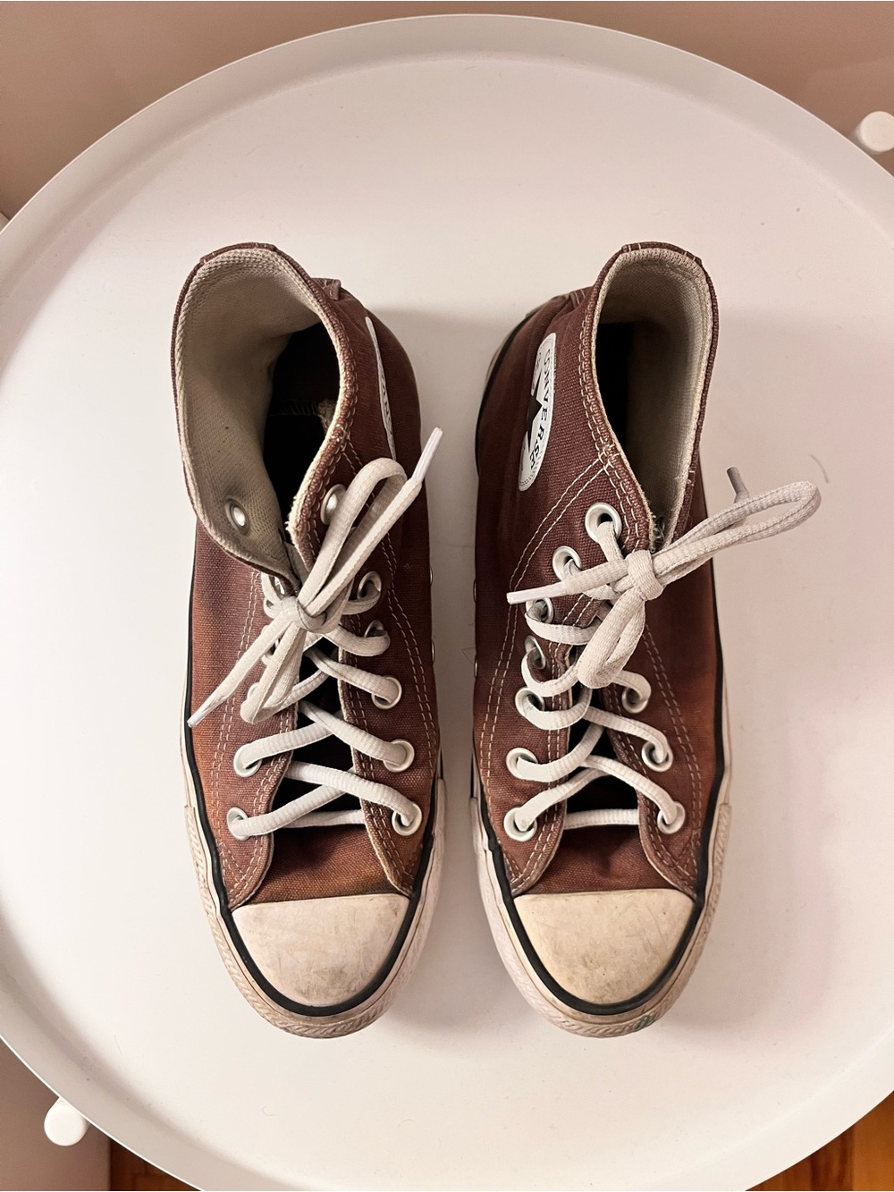 Brown Converse All Star high top sneakers